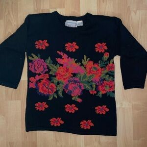 Vintage dark floral sweater